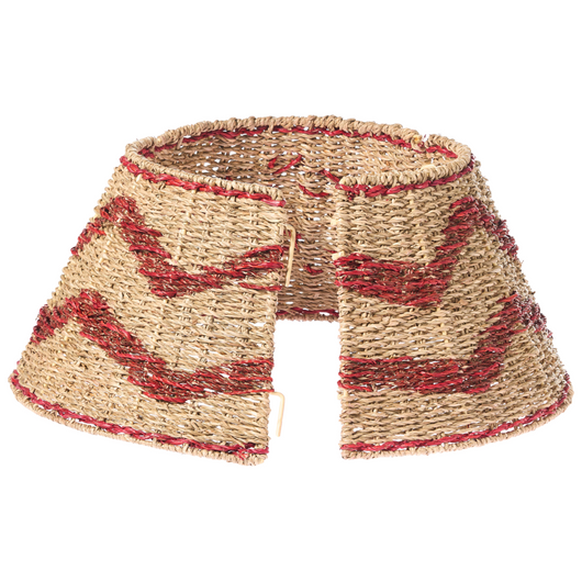 Collare per albero di Natale in alghe marine ⌀ 51 cm Accessori rotondi fatti a mano Rosso e naturale