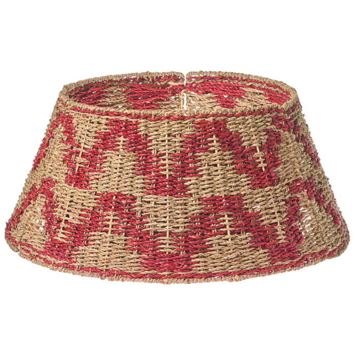 Collare per albero di Natale naturale con alghe marine rosse ⌀ 60 cm Accessori decorativi rotondi fatti a mano