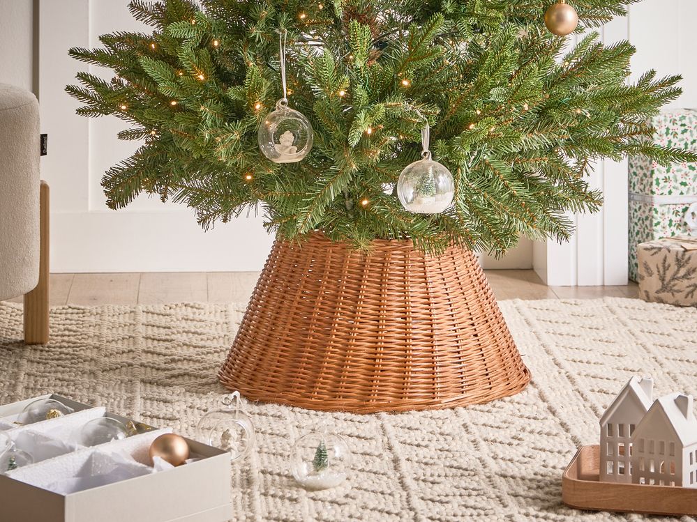 Collare per albero di Natale in rattan ⌀ 50 cm fatto a mano rotondo accessori decorazioni naturale