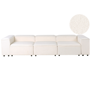 Divano componibile Boucle bianco sporco Divano componibile a 3 posti con gambe nere Soggiorno moderno