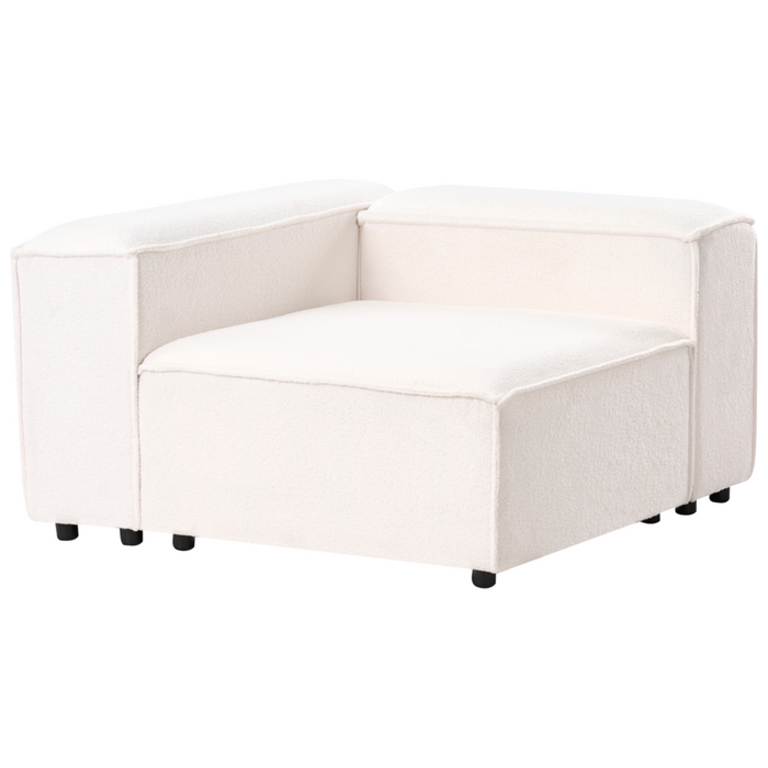 Divano componibile Boucle bianco sporco Divano componibile a 3 posti con gambe nere Soggiorno moderno