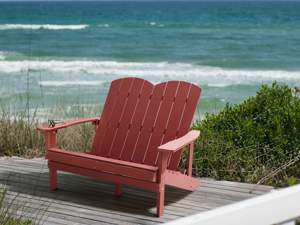 Panchina da giardino in legno plastico rosso 2 posti Mobili da giardino tradizionali