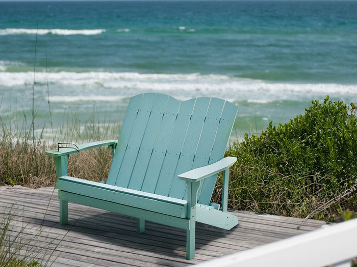 Panchina da giardino in legno plastico azzurro 2 posti Mobili da giardino tradizionali