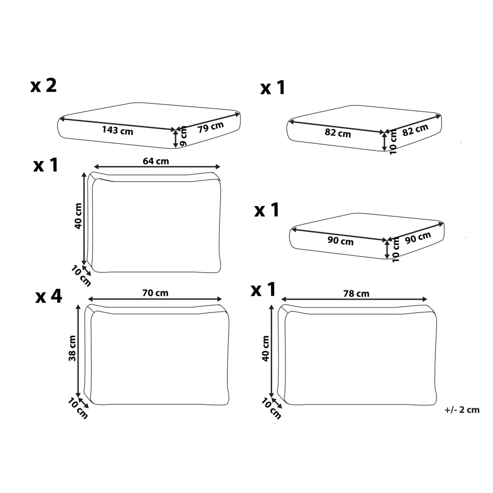 Set di copricuscini per esterni Beige Tessuto Divano Seduta Schienale Lato Federe