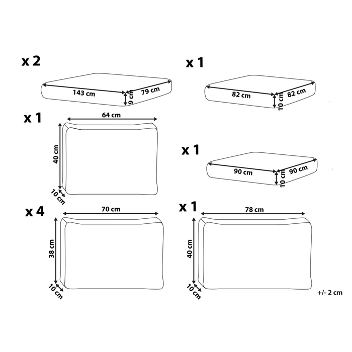 Set di copricuscini per esterni Beige Tessuto Divano Seduta Schienale Lato Federe
