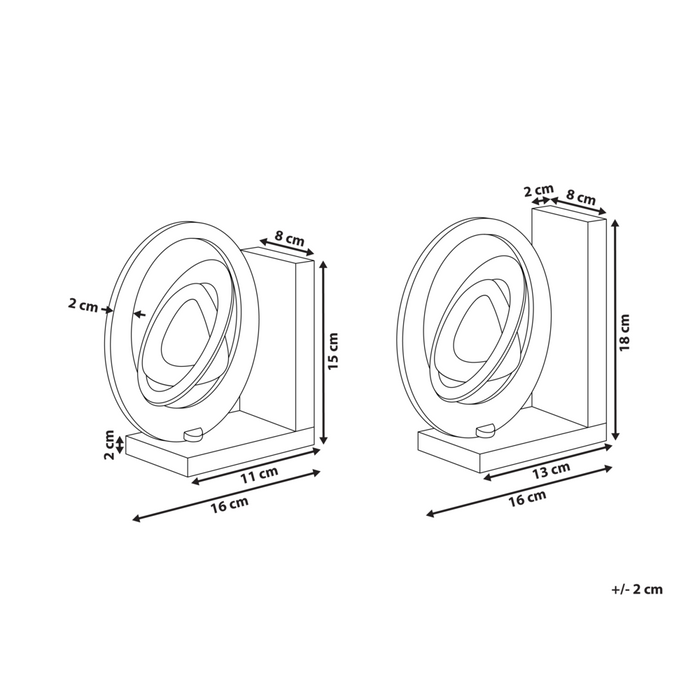Set di 2 fermalibri moderni e glamour Decorazione per la casa Tema astratto Accento Marmo Alluminio Bianco Argento
