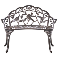 Panchina da giardino marrone scuro in metallo alluminio 2 posti braccioli stile vintage