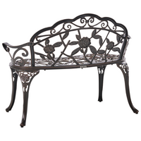 Panchina da giardino marrone scuro in metallo alluminio 2 posti braccioli stile vintage