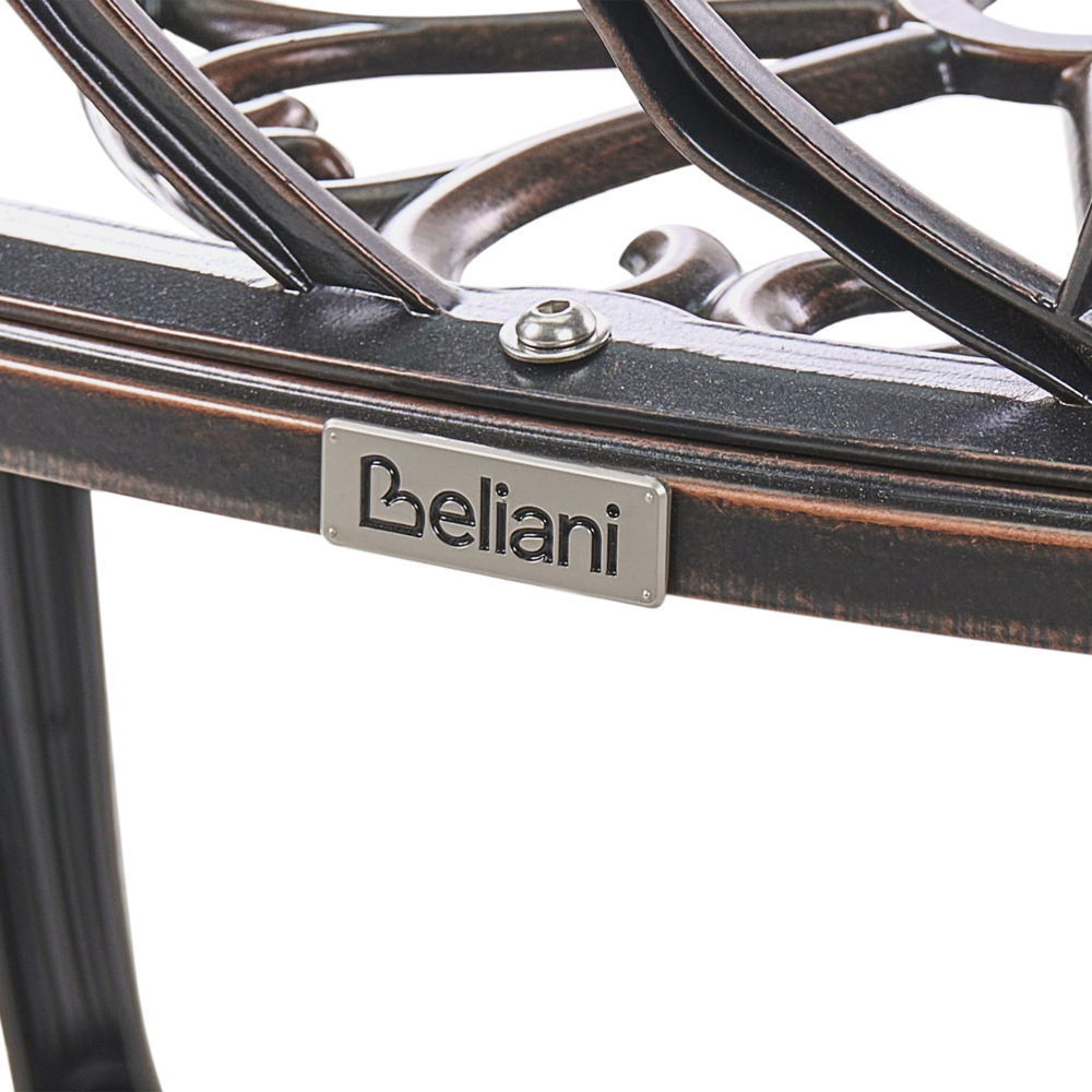 Panchina da giardino marrone scuro in metallo alluminio 2 posti braccioli stile vintage