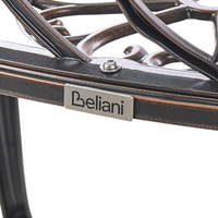 Panchina da giardino marrone scuro in metallo alluminio 2 posti braccioli stile vintage