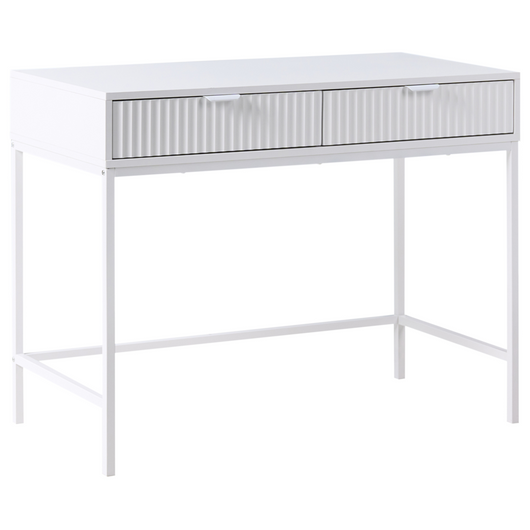 Console a 2 cassetti Mobile contenitore Design scanalato Legno ingegnerizzato MDF Bianco