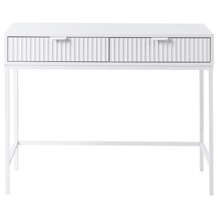 Console a 2 cassetti Mobile contenitore Design scanalato Legno ingegnerizzato MDF Bianco