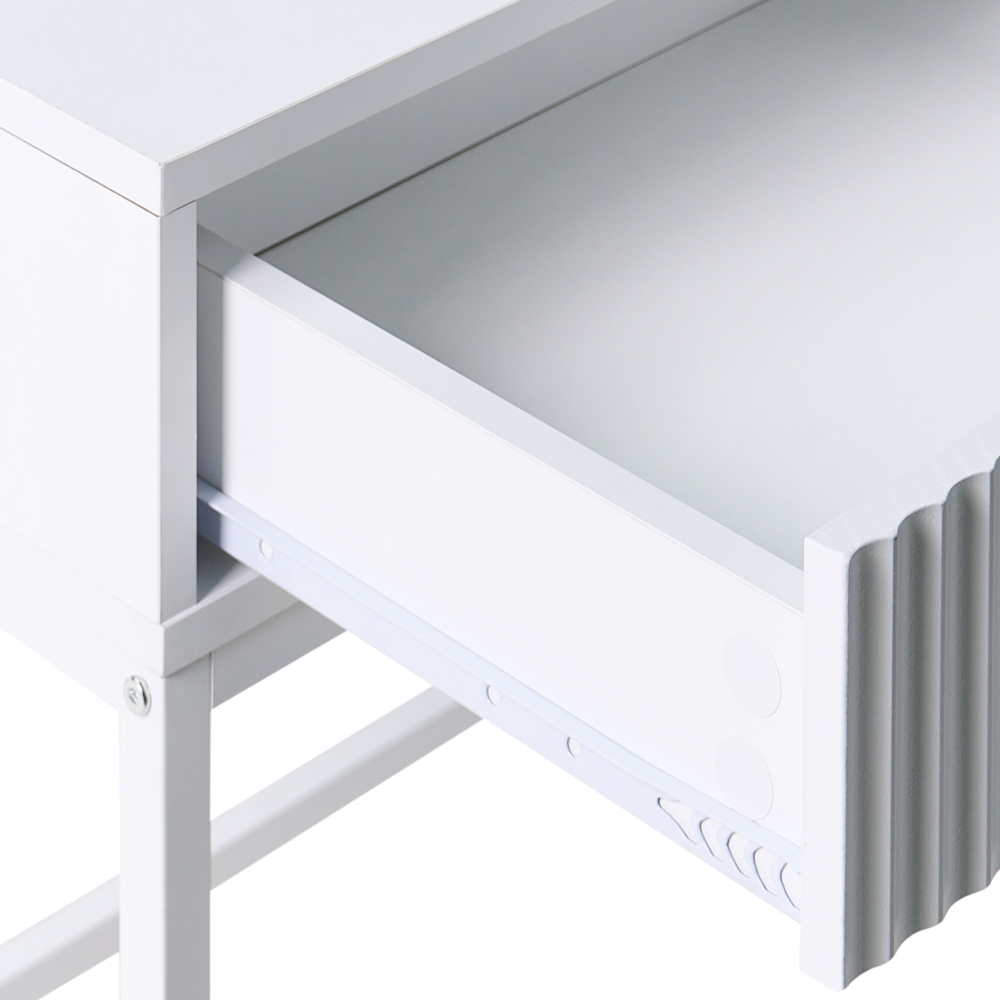 Console a 2 cassetti Mobile contenitore Design scanalato Legno ingegnerizzato MDF Bianco