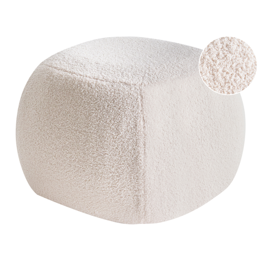 Poggiapiedi Bianco sporco Boucle Round Pouf imbottito Glam Ottomane Mobili Soggiorno
