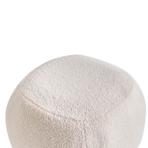 Poggiapiedi Bianco sporco Boucle Round Pouf imbottito Glam Ottomane Mobili Soggiorno