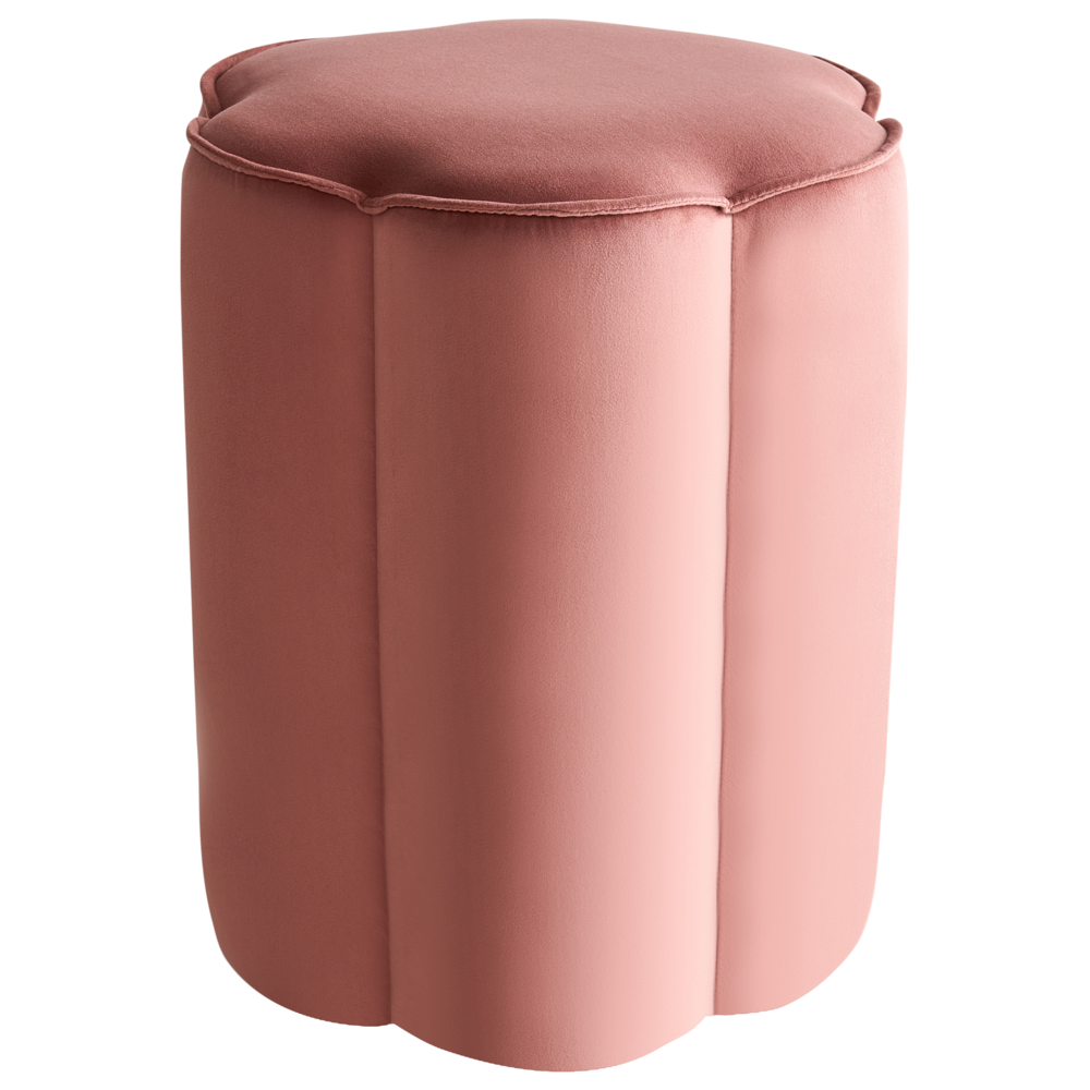 Pouf Rosa Lino Rotondo 39 x 34 x 45 cm Pouf d'Accento Tappezzeria Soggiorno Moderno Camera da Letto Mobili