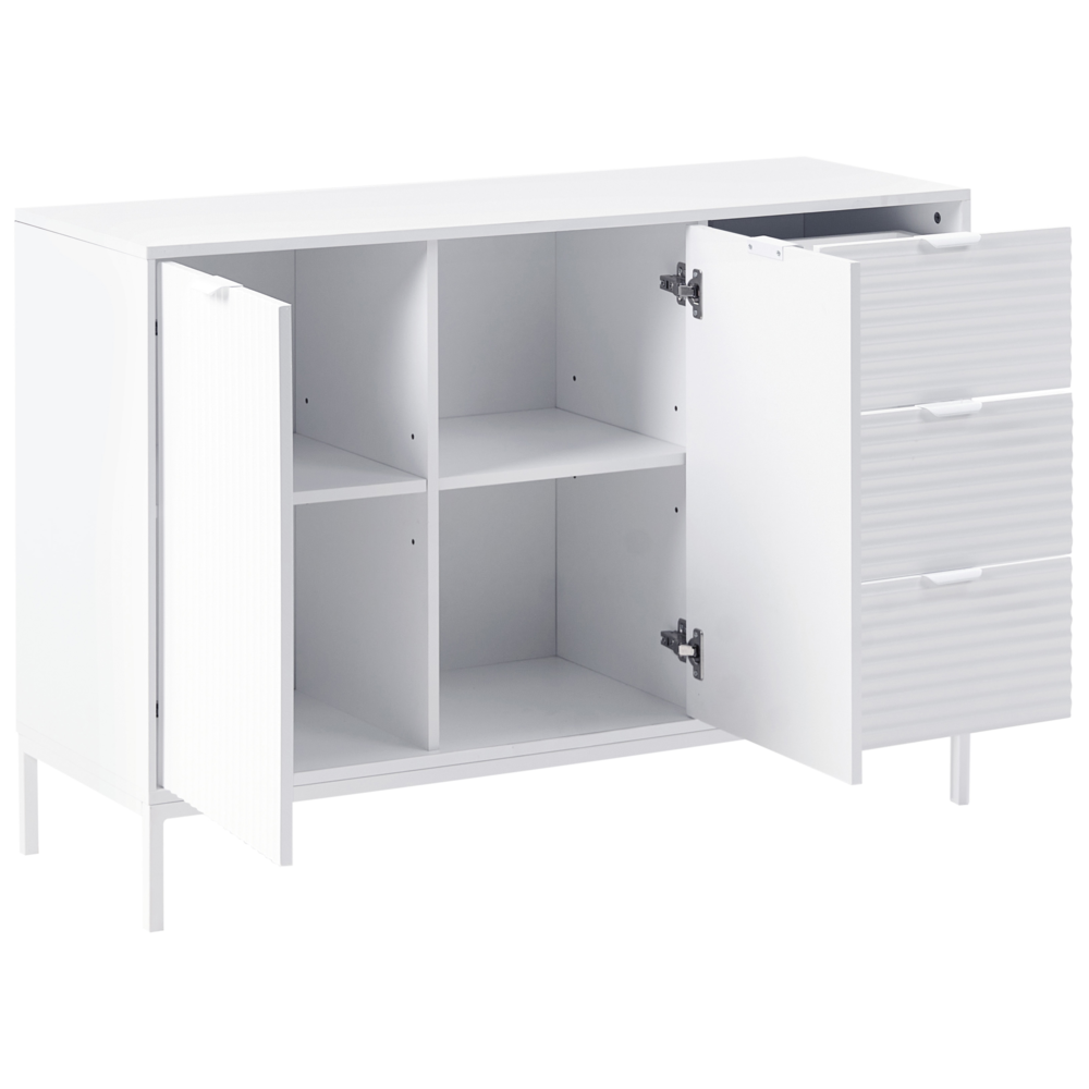 Credenza 2 ante MDF bianche con gambe in metallo soggiorno camera da letto classico