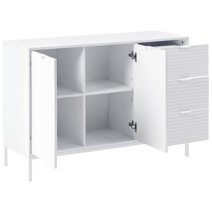 Credenza 2 ante MDF bianche con gambe in metallo soggiorno camera da letto classico