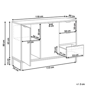 Credenza 2 ante MDF bianche con gambe in metallo soggiorno camera da letto classico