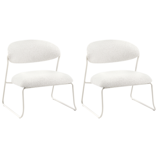 Set di 2 poltrone in tessuto bianco sporco con gambe in metallo senza braccioli Soggiorno moderno
