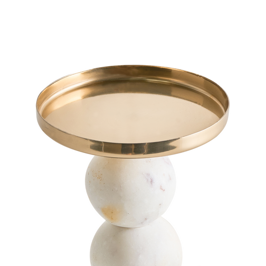 Portacandele in acciaio e alluminio con dettagli in marmo design moderno, multicolore 20 cm