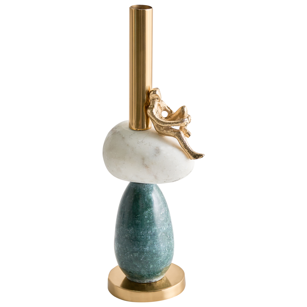 Portacandele in Alluminio e Marmo Multicolore 34 cm elegante glamour