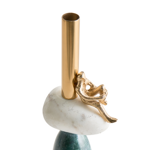 Portacandele in Alluminio e Marmo Multicolore 34 cm elegante glamour