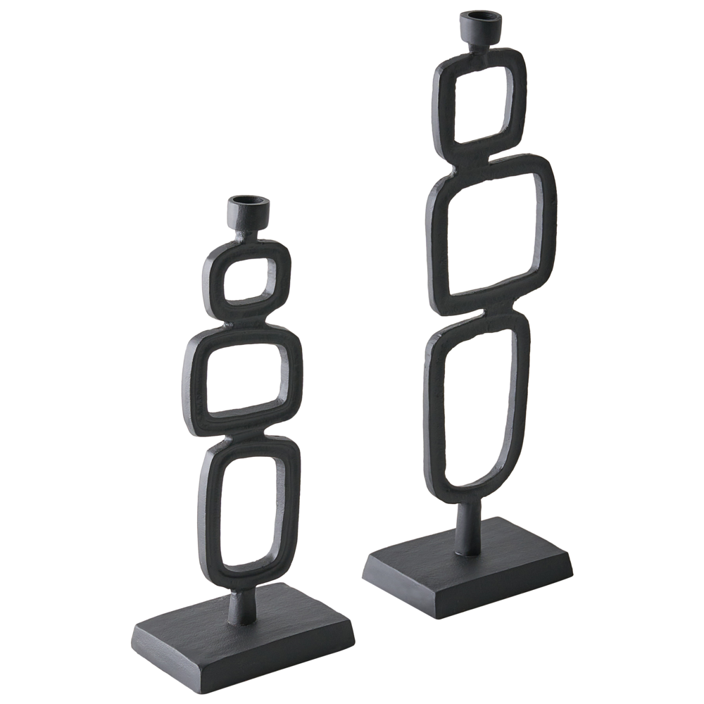 Set di 2 portacandele in alluminio nero 35/48 cm Elementi decorativi Design moderno