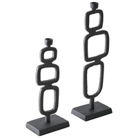 Set di 2 portacandele in alluminio nero 35/48 cm Elementi decorativi Design moderno