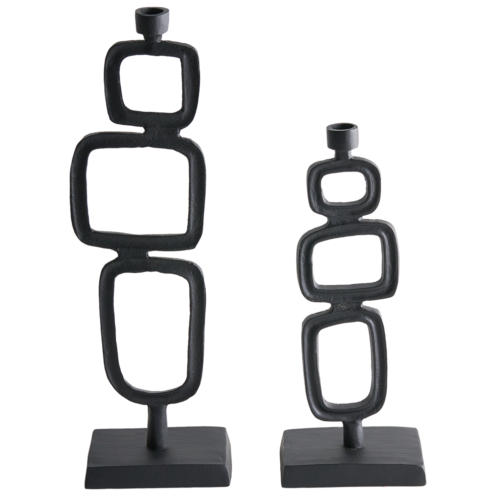 Set di 2 portacandele in alluminio nero 35/48 cm Elementi decorativi Design moderno