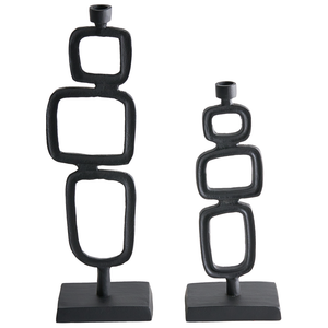 Set di 2 portacandele in alluminio nero 35/48 cm Elementi decorativi Design moderno