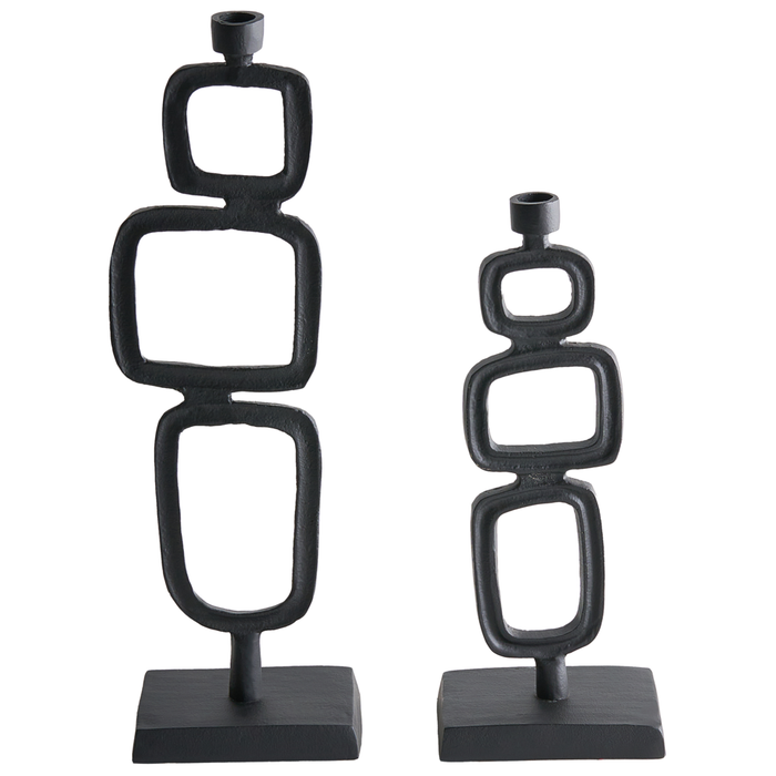 Set di 2 portacandele in alluminio nero 35/48 cm Elementi decorativi Design moderno
