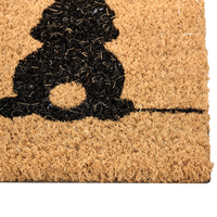 Zerbino in fibra di cocco naturale con fondo in gomma 55 x 120 cm con decorazione antiscivolo e motivo a coniglio.