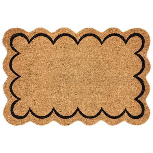Zerbino in cocco naturale con fondo in gomma 60 x 90 cm Decorazione antiscivolo Design ondulato Tappeto di benvenuto