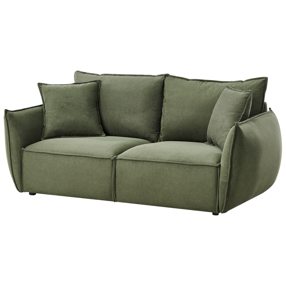 Divano in tessuto verde Rivestimento a basso profilo Seduta larga e profonda Schienale imbottito Moderno Accogliente