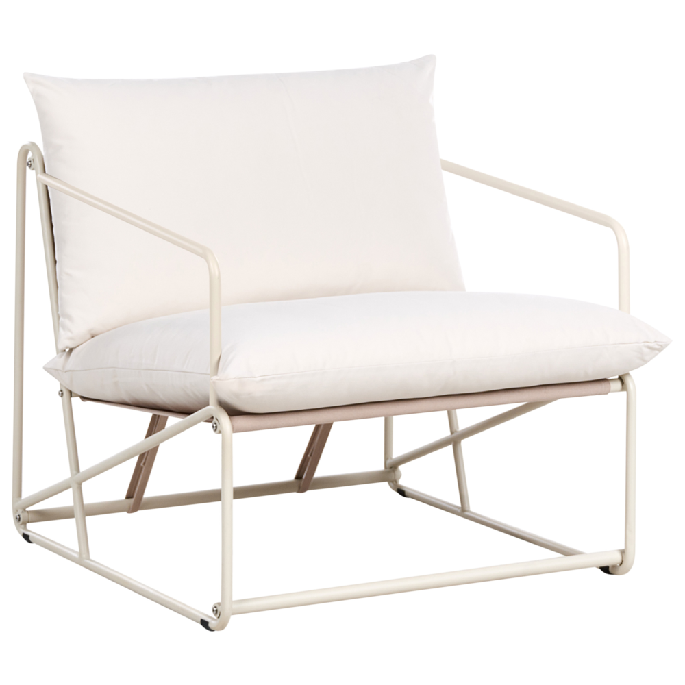 Set divano e poltrona bassi oversize in metallo con cuscini schienale e seduta Arredamento da interno ed esterno Giardino tortora