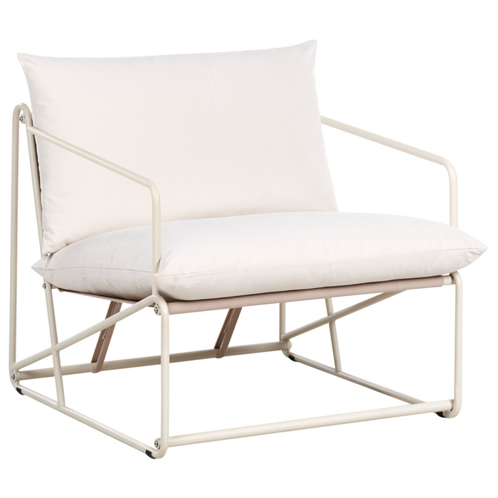 Set divano e poltrona bassi oversize in metallo con cuscini schienale e seduta Arredamento da interno ed esterno Giardino tortora