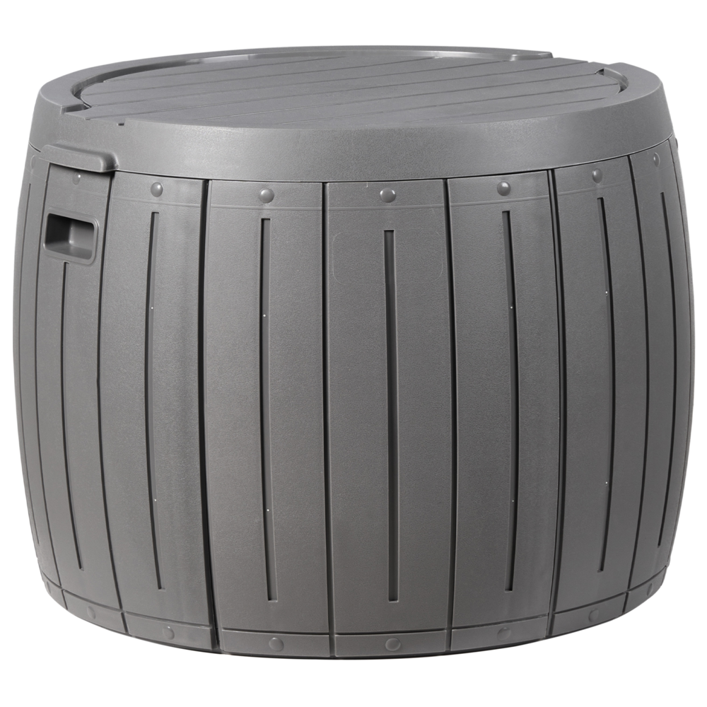 Contenitore da giardino in plastica con rotelle Grigio ⌀ 56 cm Cassetta porta attrezzi da esterno