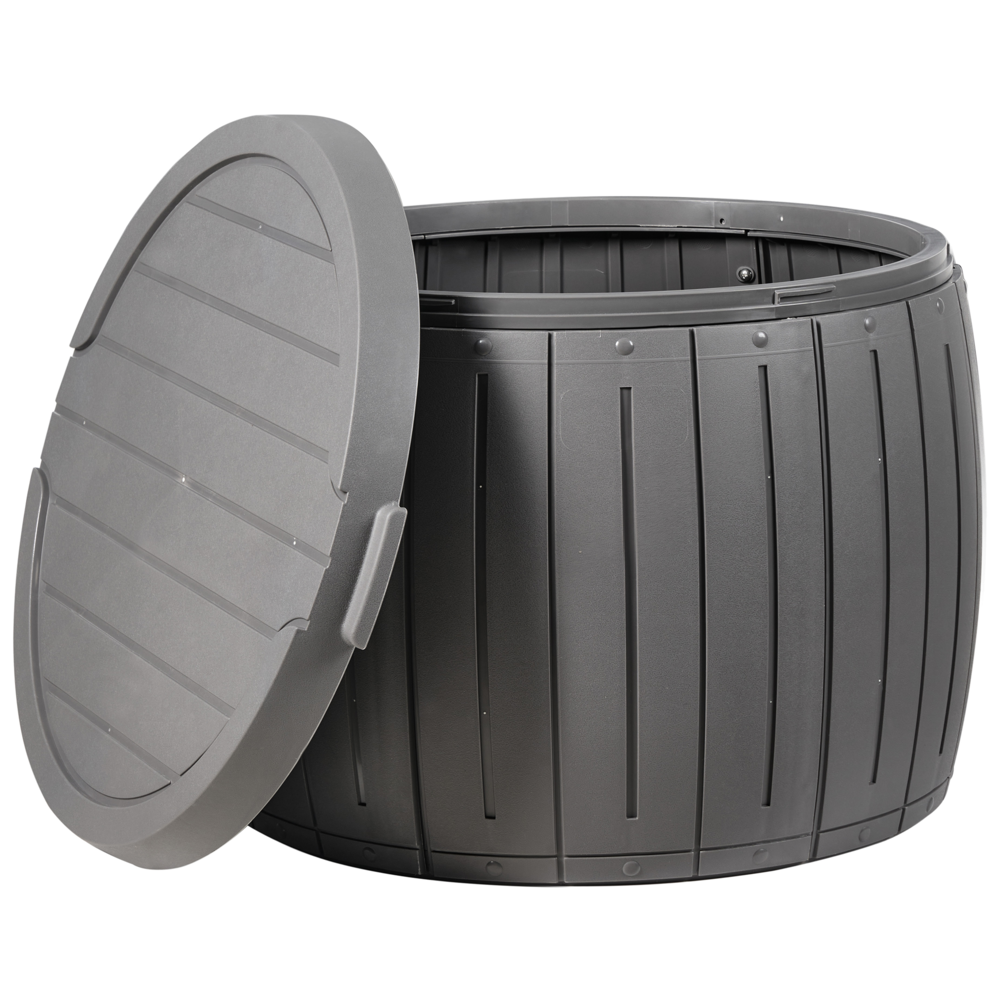 Contenitore da giardino in plastica con rotelle Grigio ⌀ 56 cm Cassetta porta attrezzi da esterno