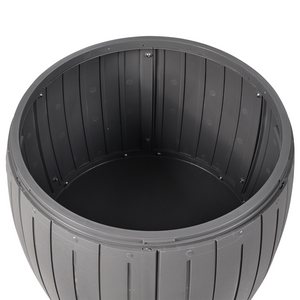 Contenitore da giardino in plastica con rotelle Grigio ⌀ 56 cm Cassetta porta attrezzi da esterno