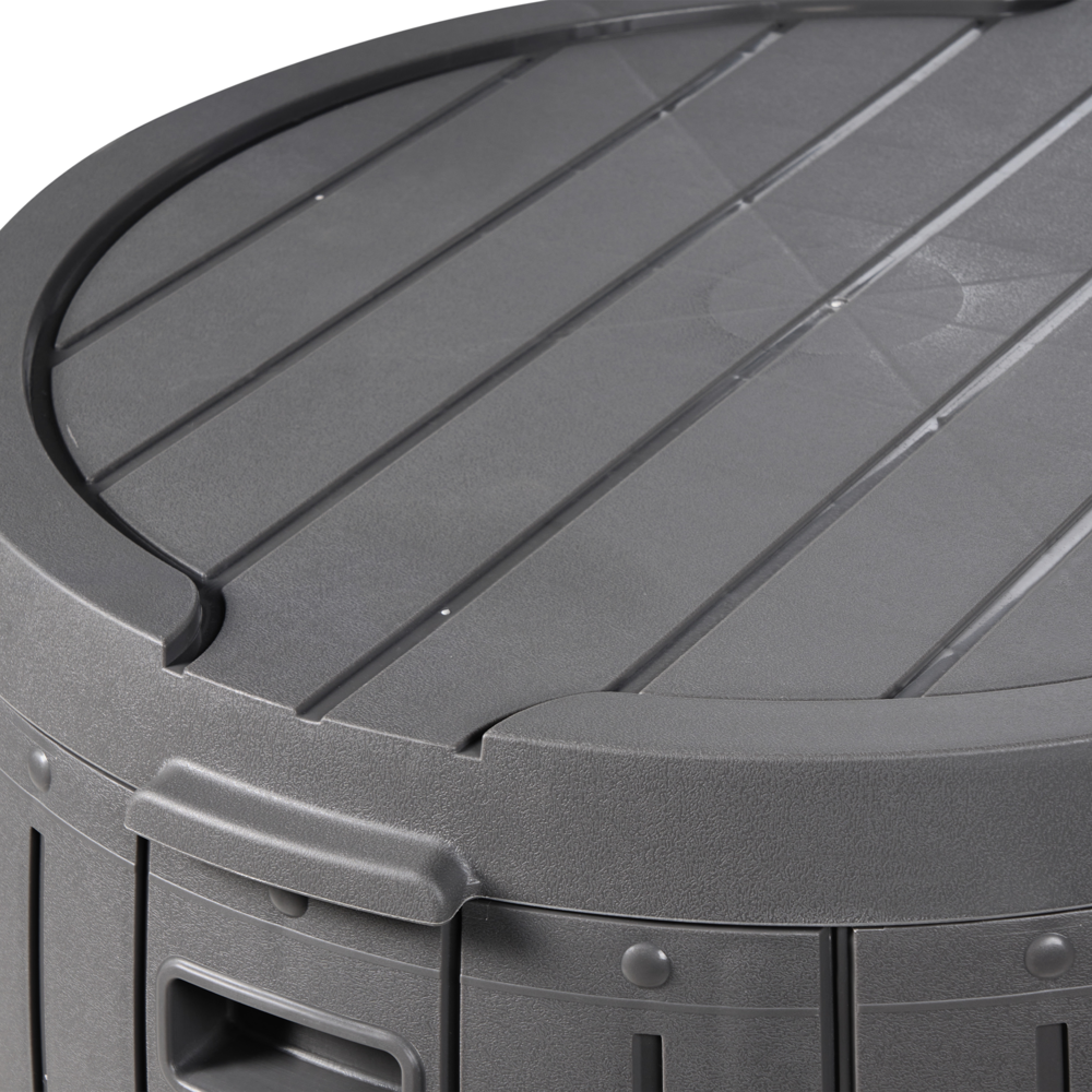 Contenitore da giardino in plastica con rotelle Grigio ⌀ 56 cm Cassetta porta attrezzi da esterno