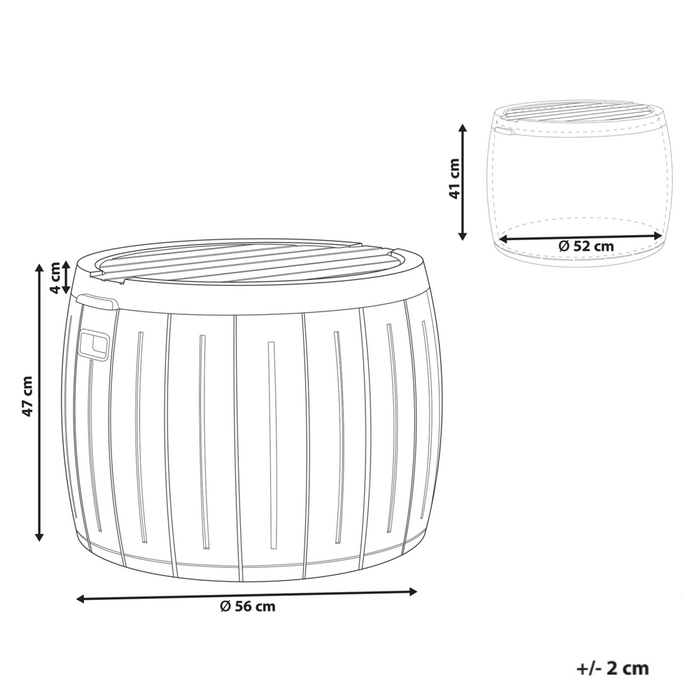 Contenitore da giardino in plastica con rotelle Grigio ⌀ 56 cm Cassetta porta attrezzi da esterno