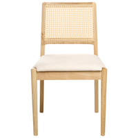 Set di 2 sedie da pranzo Marrone chiaro Seduta imbottita Poliestere Gomma Legno PE Rattan Telaio Stile Retro Sala da Pranzo