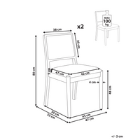 Set di 2 sedie da pranzo Marrone chiaro Seduta imbottita Poliestere Gomma Legno PE Rattan Telaio Stile Retro Sala da Pranzo
