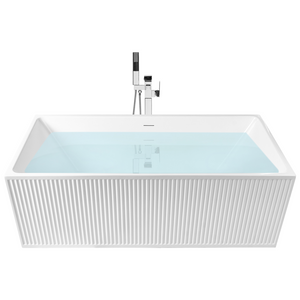 Vasca da bagno rettangolare moderna indipendente 170 x 80 cm Acrilico Finitura scanalata Bagno Bianco opaco