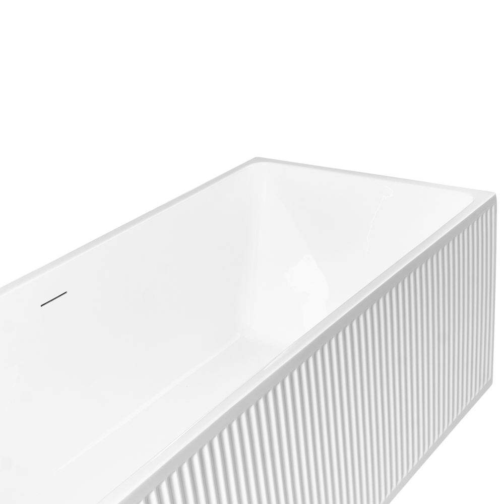 Vasca da bagno rettangolare moderna indipendente 170 x 80 cm Acrilico Finitura scanalata Bagno Bianco opaco