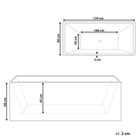 Vasca da bagno rettangolare moderna indipendente 170 x 80 cm Acrilico Finitura scanalata Bagno Bianco opaco