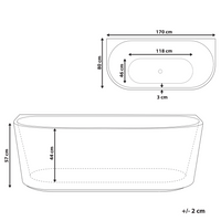Vasca da bagno ovale moderna 170 x 80 cm Acrilico Finitura scanalata Bagno Bianco opaco