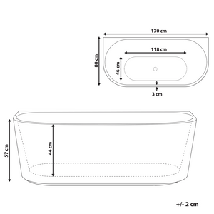 Vasca da bagno ovale moderna 170 x 80 cm Acrilico Finitura scanalata Bagno Bianco opaco
