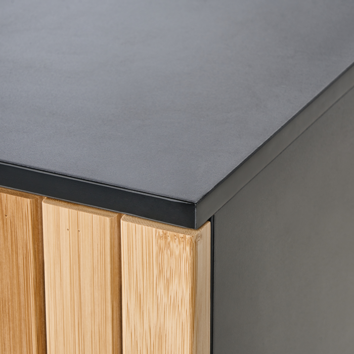 Mobile da bagno con struttura in acciaio e bambù 2 ripiani mobili da bagno neri e marrone chiaro